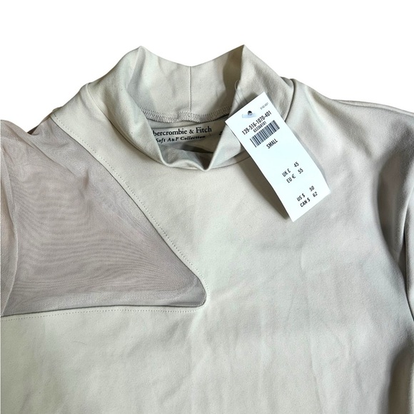 NWT Abercrombie & Fitch Asymmetrical Mesh Mock Neck Long Sleeved Bodysuit small - Picture 3 of 9
